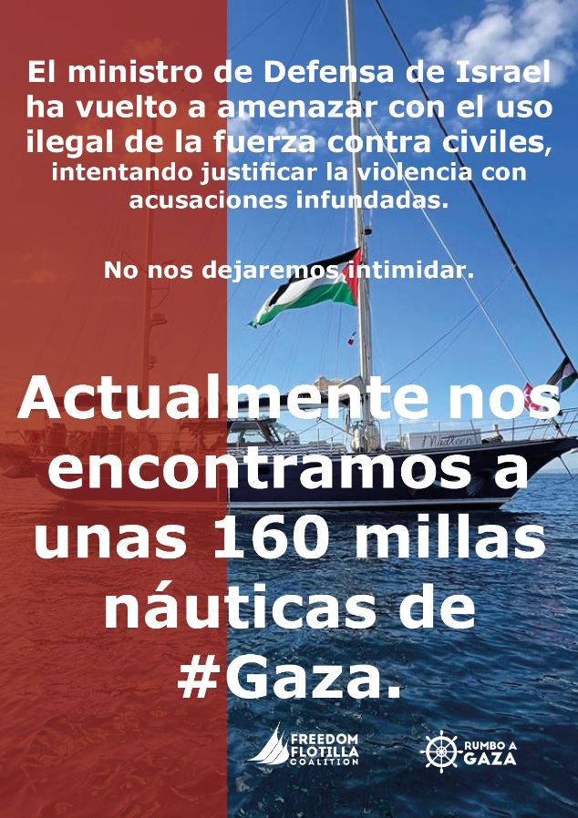 Rumbo a Gaza (@rumboagaza) on Twitter photo El #Madleen es un buque civil pacífico, desarmado y que navega en aguas internacionales con ayuda humanitaria y defensores de los derechos humanos. Esta misión es independiente y solo se guía por la conciencia y la solidaridad con #Gaza, #Palestina.
<a href="/GazaFFlotilla/">Freedom Flotilla Coalition</a> El #Madleen es un buque civil pacífico, desarmado y que navega en aguas internacionales con ayuda humanitaria y defensores de los derechos humanos. Esta misión es independiente y solo se guía por la conciencia y la solidaridad con #Gaza, #Palestina.
<a href="/GazaFFlotilla/">Freedom Flotilla Coalition</a>