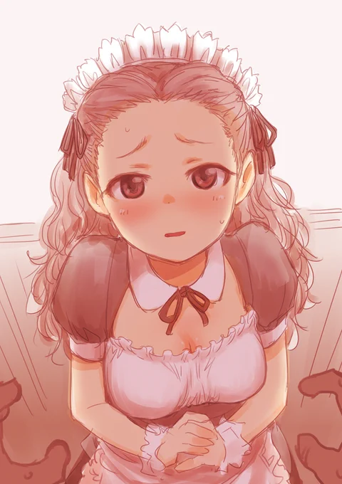 な…なんですかPさん…顔が怖いです… 迫るPに慄くメイド関ちゃんのらくがき