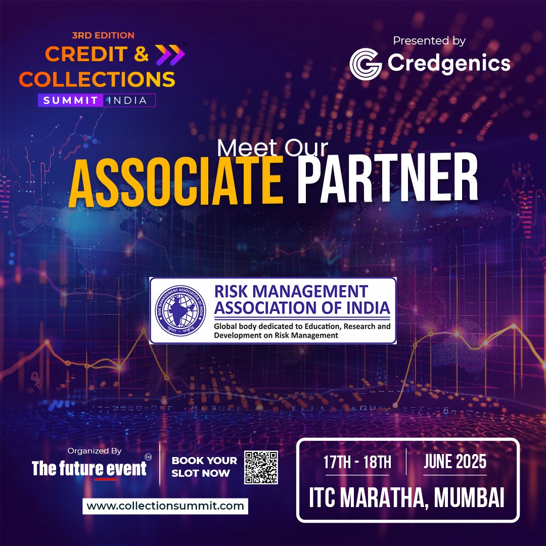 Its an honor to have Risk Management Association of India as our 𝗔𝘀𝘀𝗼𝗰𝗶𝗮𝘁𝗲 𝗣𝗮𝗿𝘁𝗻𝗲𝗿 at the 𝟯𝗿𝗱 𝗘𝗱𝗶𝘁𝗶𝗼𝗻 𝗖𝗿𝗲𝗱𝗶𝘁 &amp; 𝗖𝗼𝗹𝗹𝗲𝗰𝘁𝗶𝗼𝗻𝘀 𝗦𝘂𝗺𝗺𝗶𝘁 &amp; 𝗔𝘄𝗮𝗿𝗱𝘀 𝟮𝟬𝟮𝟱, Presented by Credgenics.

🗓 17–18 June 2025 | 📍 ITC Maratha, Mumbai