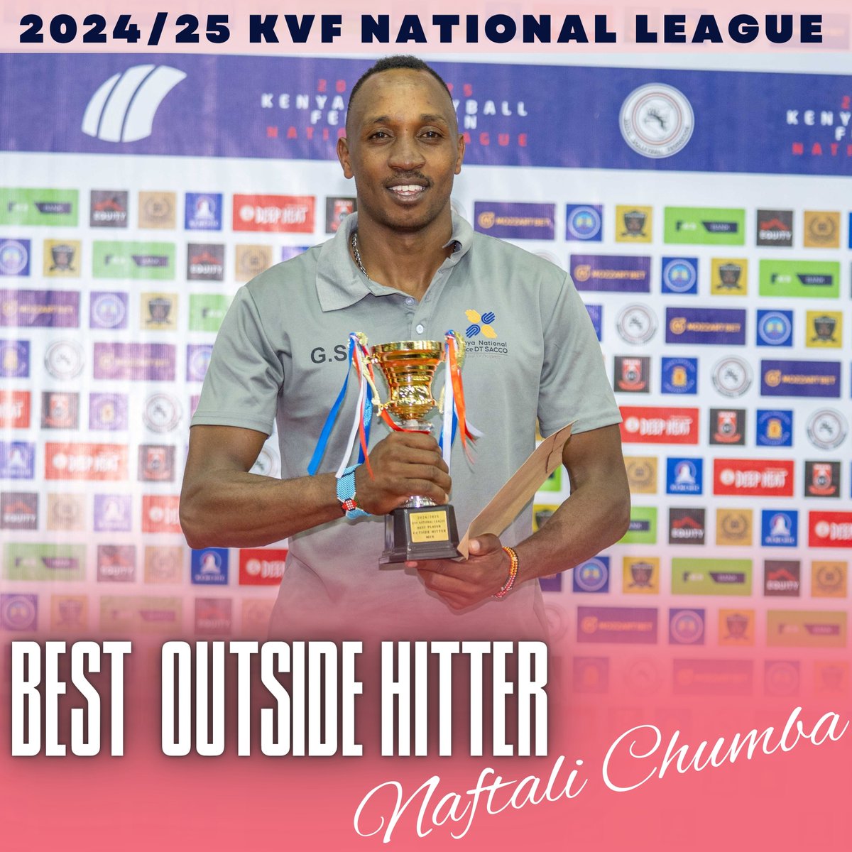 2024/25 KVF NATIONAL LEAGUE – MEN
BEST OUTSIDE HITTER: Naftali Chumba – GSU

Explosive. Consistent. Unstoppable. From clutch hits to highlight reels, Chumba was a nightmare for defenders all season.

A well-earned crown for GSU’s go-to finisher.