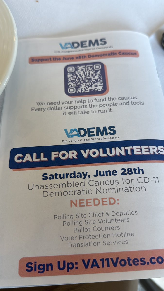 notlarrysabato's tweet image. The 11th CD Brunch is named for labor leader John Sturdivant and used to be held in union halls in the district.

Today it is held at a country club and the programs are not even Union printed- even while honoring the head of VA AFL-CIO

The party here is completely lost.