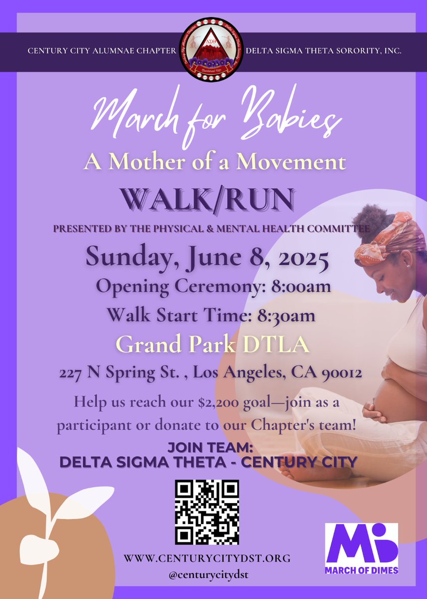 Join us in supporting the March for Babies: A Mother of a Movement as we commit to raising $2,200 TODAY
at Grand Park in DTLA. Click to join our team or donate. Every contribution makes a difference.
marchforbabies.org/team/CenturyCi…
