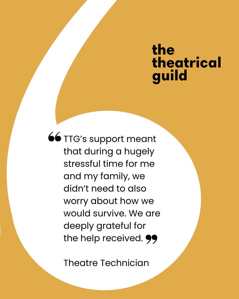 We love hearing feedback like this! At TTG, we’re here to support theatre professionals during those tough moments, so you don’t have to face them alone.  To find out how we can help, make sure to visit our website ttg.org.uk

#Theatre #UKTheatre #Backstage #Feedback
