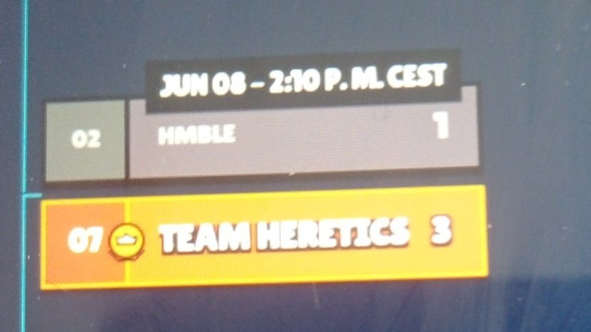 No puede ser 🙀🔥

Que Heretics le ganó 3-1 al Campeón de la Brawl Cup y del Mundo, HMBLE, y además los sacaron de la Monthly final 😦

Pues comenzaron con pie derecho el split 2 , los cambios en el equipo se notaron rápido!!!

Alguien sabe dónde puedo ver el partido completo? 👀
