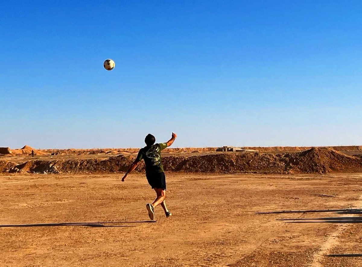 Soccermouaz in the middle of the Syrian desert haha
