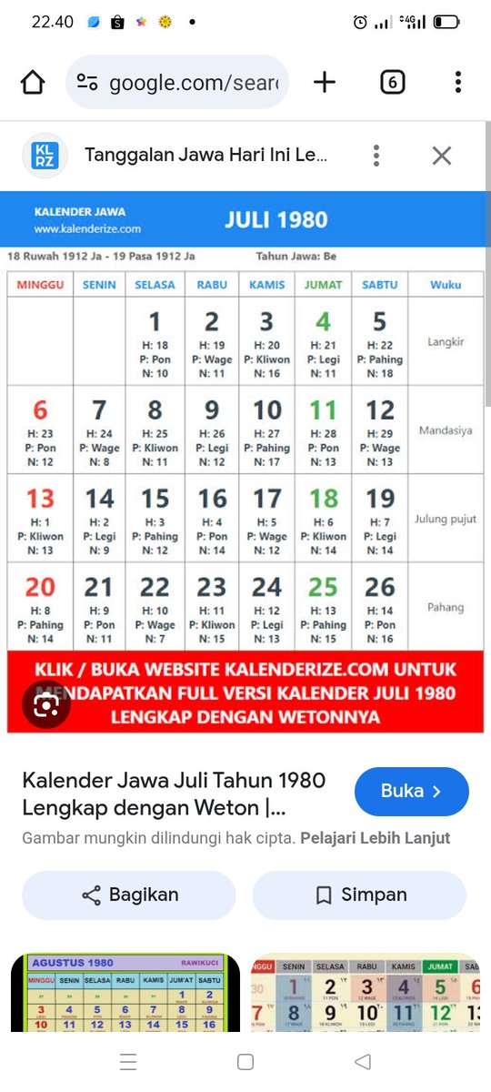 keplonteng's tweet photo. @DokterTifa Sekedar meluruskan saja Bu, tgl 18 Juli 1980 benar itu Jumat Kliwon... Coba cek lg di google banyak kok https://t.co/Rz5PERVQe5