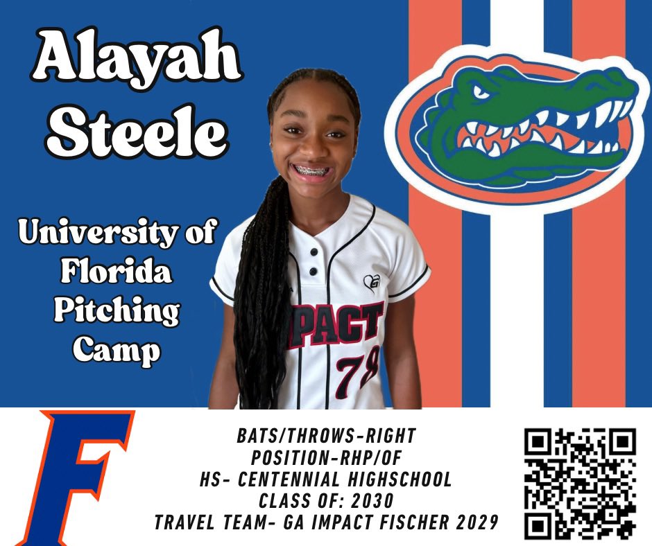 Alayah Steele (@laysteele_2030) on Twitter photo Super excited to go learn and get some feedback from one of my dream schools tomorrow! 🥎🐊🔥
<a href="/FloridaGators/">Florida Gators</a> <a href="/GatorsSB/">Gators Softball</a> <a href="/D1Softball/">D1Softball</a> <a href="/DirectRecruits/">Direct Recruits</a> <a href="/gatorjack72/">Girls In The Game</a> <a href="/GeorgiaImpactFP/">Georgia Impact Fastpitch Organization</a> Super excited to go learn and get some feedback from one of my dream schools tomorrow! 🥎🐊🔥
<a href="/FloridaGators/">Florida Gators</a> <a href="/GatorsSB/">Gators Softball</a> <a href="/D1Softball/">D1Softball</a> <a href="/DirectRecruits/">Direct Recruits</a> <a href="/gatorjack72/">Girls In The Game</a> <a href="/GeorgiaImpactFP/">Georgia Impact Fastpitch Organization</a>