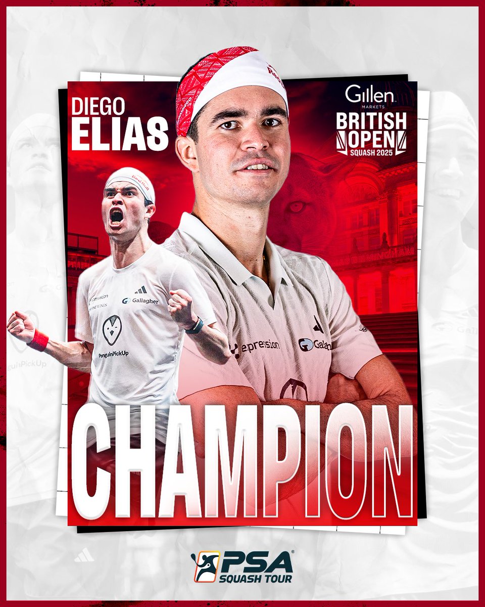 A first <a href="/BritOpenSquash/">British Open</a> for <a href="/diegoelias96/">Diego Elías</a>! 🇬🇧🏆

Result: Men's Final

🇵🇪 [2] Diego Elias beats [1] Mostafa Asal 🇪🇬
3-1: 11-4, 11-9, 3-11, 11-4 (54m)

✍️ tinyurl.com/ypucmrun

#BritOpen25 #WhereLegendsAreMade