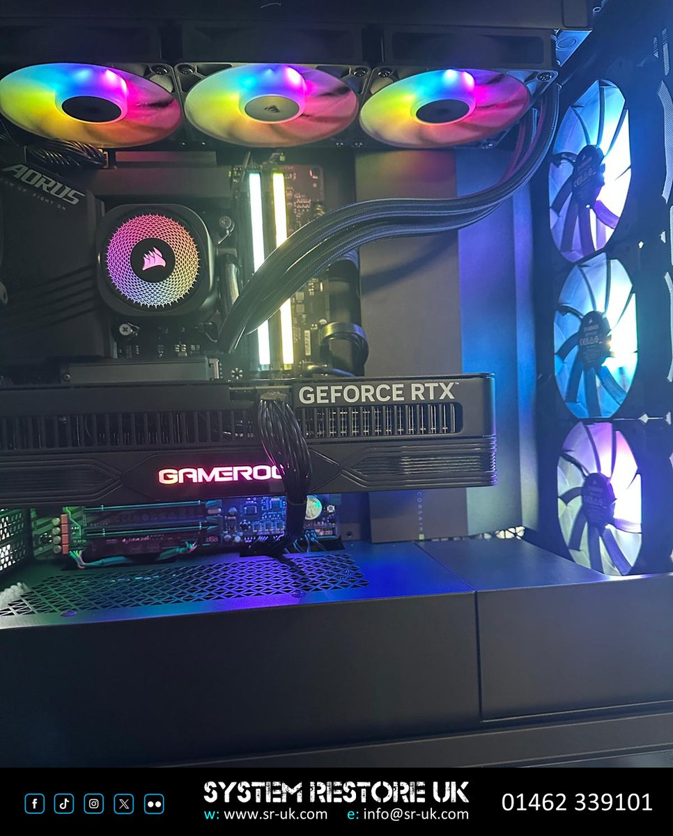 systemrestoreuk's tweet photo. A customer from out of town got in touch, wanting a new PC to live stream their antics from. With a decent budget, and wanting as much power as possible from it, we got to work and set about creating this animal...

Corsair 5000x Chassis, Gigabyte 1000w Modular Power Supply, Aorus Motherboard, Intel i9 14900k Processor, 64gb Corsair Vengeance Ram, Dual nvmes, 360mm Watercooler by Corsair, and an Nvidia RTX 5090 32gb Gamerock Edition by Palit.

Just to finish getting the lighting sync'd, and the unit can be boxed up, ready to smash Twitch and Steam!

Wanting a high end machine to Stream on Twitch? Looking for a 4k capable Gaming PC? Got the bits, just need it built? Not sure where to start? Get in touch!

This is what we do, day in, day out!

System Restore UK
01462 339101
info@sr-uk.com

#gamingcomputer #gamingpc #gaminglaptop #hitchin #northherts #computerservicing #letchworth #hertfordshire #fortnite #systembuilder #itrepaircentre #laptops #computers #stripandfix #laptoprepairnearme #fixmypc #upgradesandparts #hertfordshirecomputers #smallbusiness #local #independentrepairshop #stevenage #hitchin #baldock #shefford #fixnotreplace #itsupport #itsupporthertfordshire #brokencomputer #brokenlaptop @systemrestoreuk