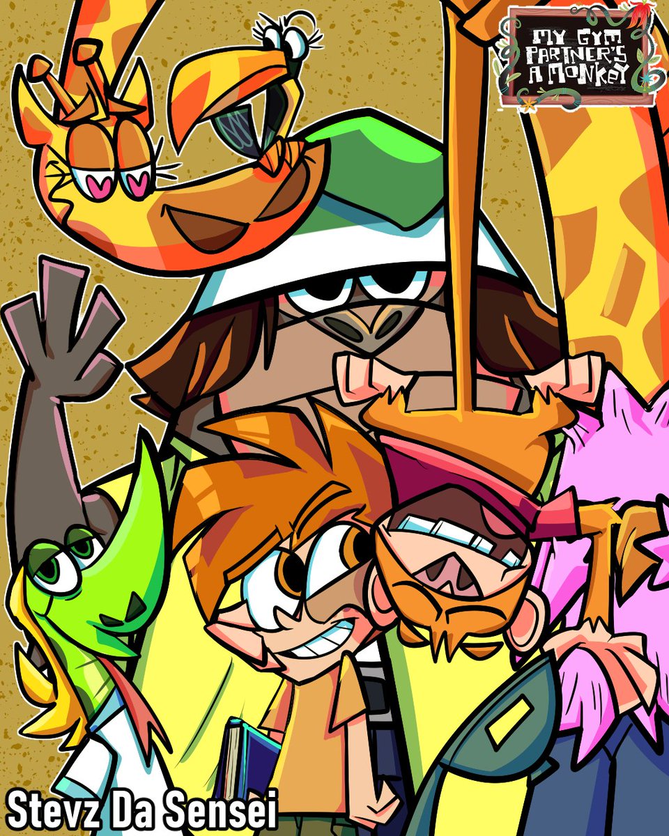 StevzDaSensei's tweet photo. My Gym Partner's A Monkey!
Remembered and loved watching it back then C'':
#art #cartoon #drawing #fanart #cartoonnetwork #mygympartnersamonkey #mgpam #adamlyon #jakespidermonkey #windsorgorilla #slipspython #lupetoucan #ingridgiraffe https://t.co/KImgFLInkK