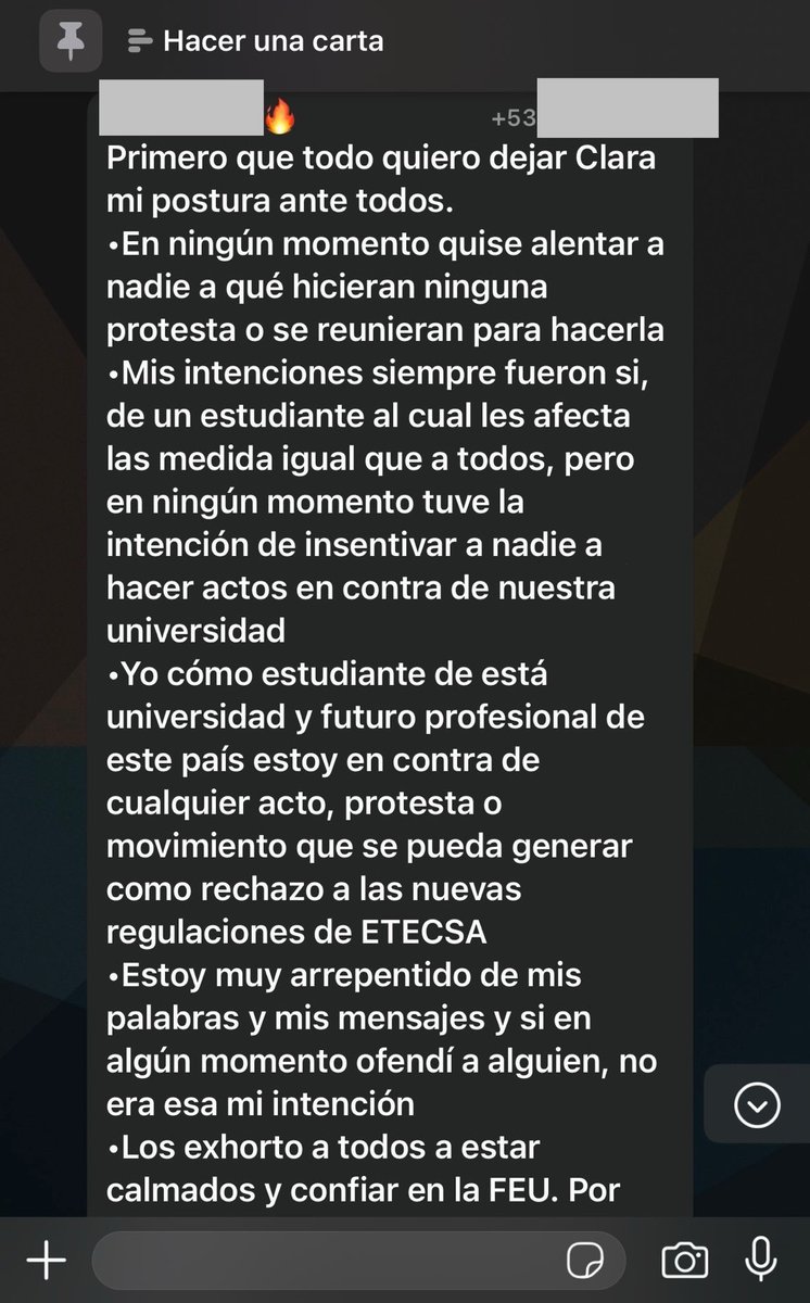 📢 #DenunciaCiudadanaCuba | Un estudiante de la Universidad Central “Marta Abreu” de Las Villas (UCLV) nos escribe para denunciar la represión contra jóvenes universitarios que se han manifestado pacíficamente:
“En mi facultad de Ciencias Económicas, la Seguridad del Estado ya