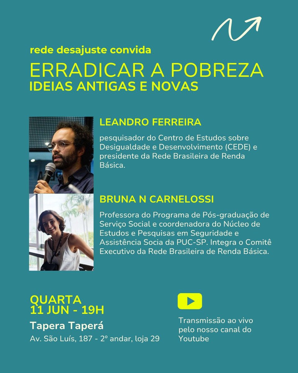 Partindo do recente SuperAção, aposta do governo Tarcísio, convidamos Leandro Ferreira e Bruna Carnelossi, da Rede Brasileira de Renda Básica,  para discutir as velhas e novas estratégias de erradicação da pobreza, da renda básica aos programas sociais.