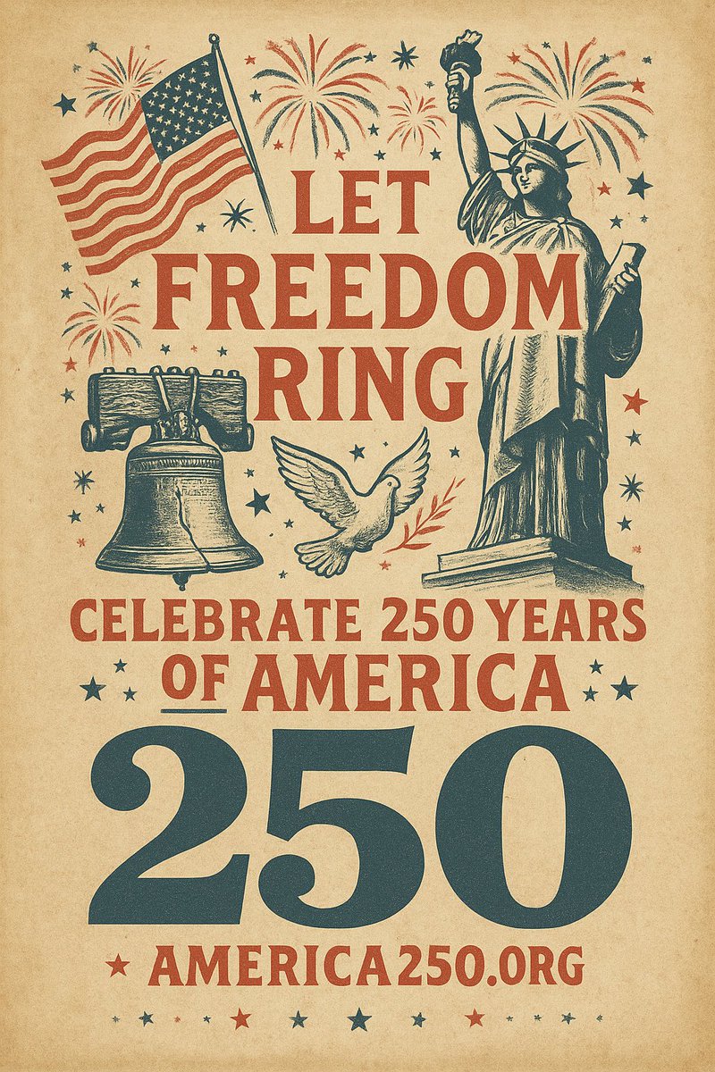 IngLockwoodInc's tweet image. 🇺🇸 Celebrating 250 Years of Freedom & Unity 🇺🇸
Join us on a nationwide journey leading up to the 250th anniversary of the Declaration of Independence in 2026. America250 is dedicated to honoring our nation's past, celebrating its present, and inspiring its future. Learn more…