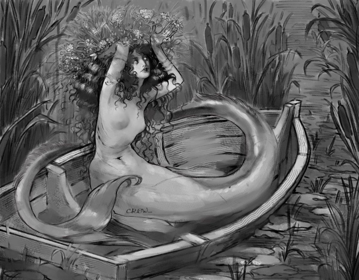crow__v's tweet image. 🐚🪷
#mermaid #mermay #mermay2025 #illustration #fantasy #blackandwhite #sketchbook #ілюстраціяукраїна #ілюстрація #украрт