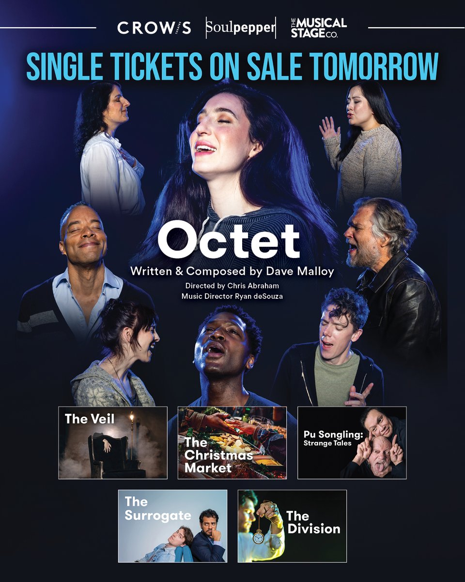⏰ SET YOUR ALARMS! Just 1️⃣ more day until single tickets for next season's highly anticipated musical OCTET go on sale to the public. 

We're excited to bring you Dave Malloy's latest off-Broadway sensation. 

🎟️ ON SALE MONDAY AT NOON!