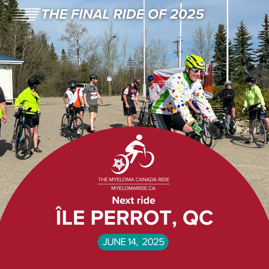 The final Myeloma Canada Ride of the year is coming to Île Perrot, QC on June 14! 

Let’s finish the year strong —help us reach our fundraising goal! Together, we can make a lasting impact. Bring it home, Île Perrot!

Donate today: buff.ly/h3LP5Gq