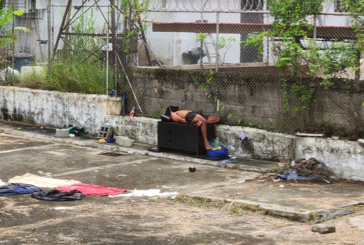 Ni 24 horas duró fuera del terreno el piedrero
1 año así y ahora tira piedras a los edificios
Somos un estado fallido: <a href="/policiadepanama/">Policía Nacional</a> de vez en cuando se lo lleva y <a href="/migracionpanama/">Migración Panamá</a> No lo deporta➡️ LO SUELTA <a href="/Mayer/">Mayer Mizrachi</a> <a href="/Panamaalcaldia/">Alcaldía de Panamá</a> <a href="/JoseRaulMulino/">José Raúl Mulino</a> <a href="/presidenciapma/">Presidencia de la República de Panamá</a> <a href="/lindabran1/">Linda Bran</a>