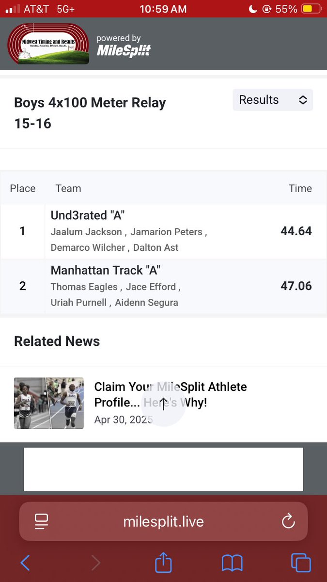 Sold Summer openers..11.2 , 23. 2 , and a 10.7 split (Not PRs)
<a href="/TitansWsh/">South Titans Football</a> <a href="/KansasMileSplit/">MileSplit Kansas</a> <a href="/KSSCentral/">Kansas Sports Central</a> <a href="/KStateTFXC/">K-State T&F/XC</a> <a href="/kansastfxc/">Kansas Track & Field x Cross Country</a>
