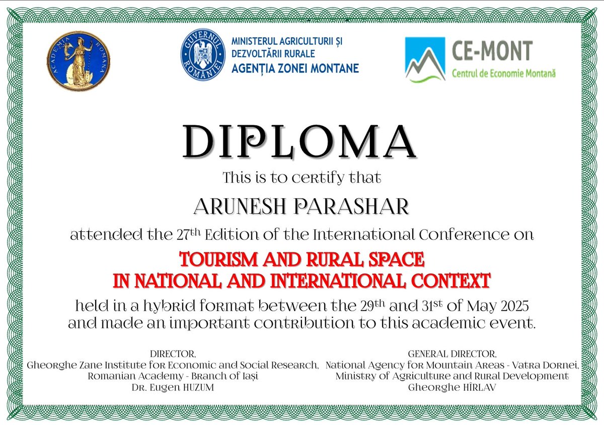 It's been a great honor for me to discuss the cultural values and heritage beauty of my nation during International Conference on Tourism and Rural Space in National and International Context.
Thank you Amila for recognising my work and participation in this. 
#cultural_heritage