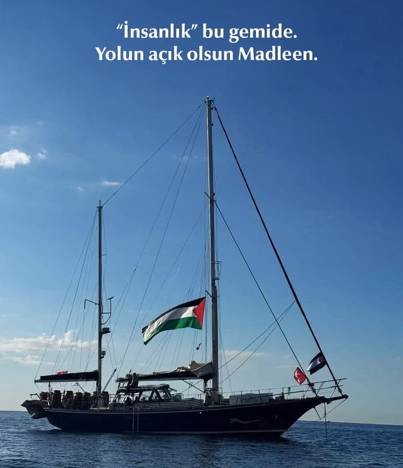 gazetehasbahce's tweet photo. İnsanlık vicdanı soykırıma karşı.

#Madleen gemisi, soykırımı durdurmak ve Gazze ablukasını sona erdirmek için bir dönüm noktasıdır.

#Madleen'e yapılacak herhangi bir saldırı tüm insanlığa karşı yapılmıştır.

#AllEyesOnMadleen #TurkiyeMadleenicinAyakta #madlen #filistin #gazze https://t.co/cHAgBghhAp