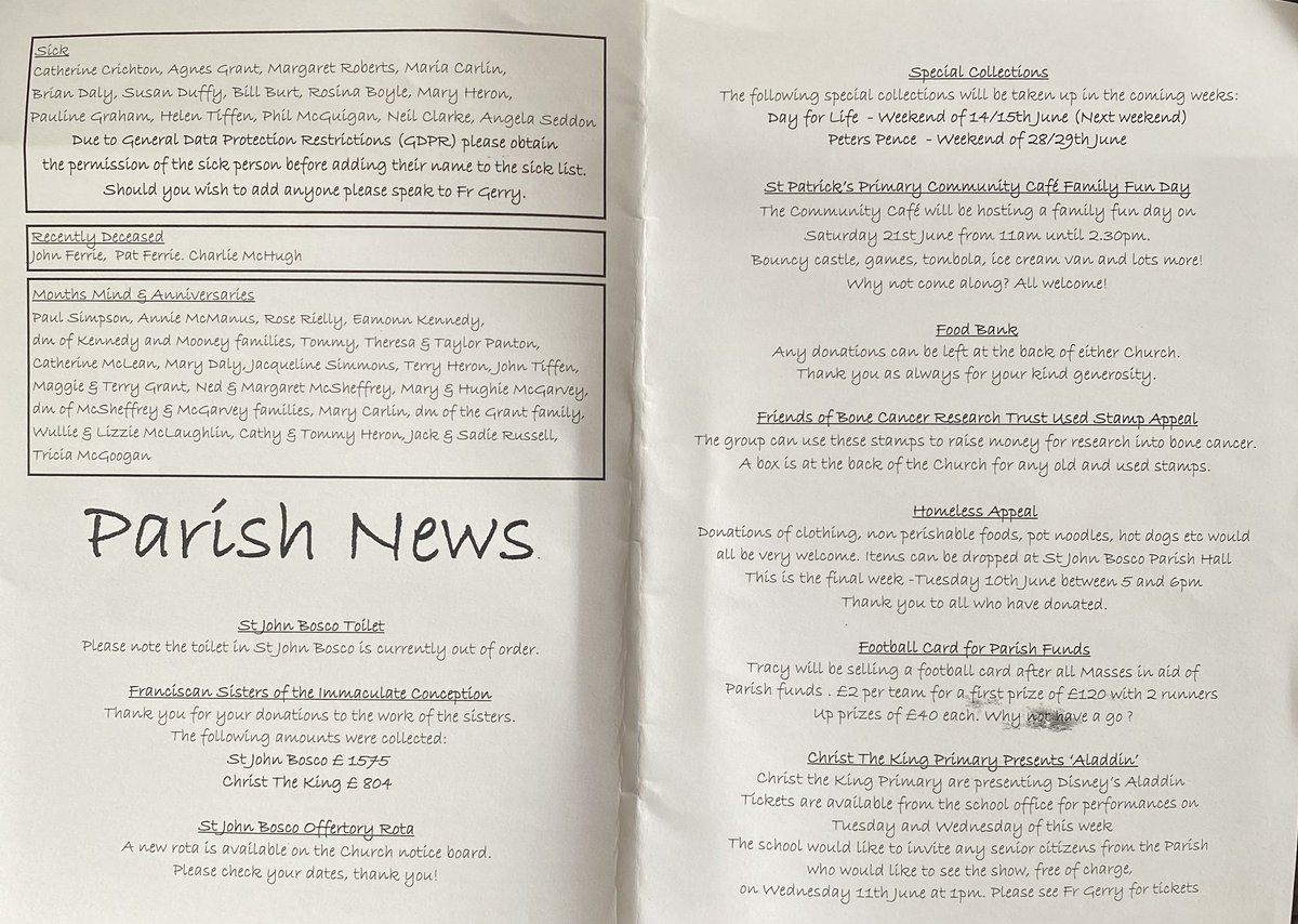 This week’s bulletin