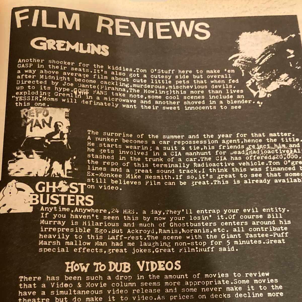 1984. Gremlins released in theaters. 📸: Glenn Danzig's review in Flipside.