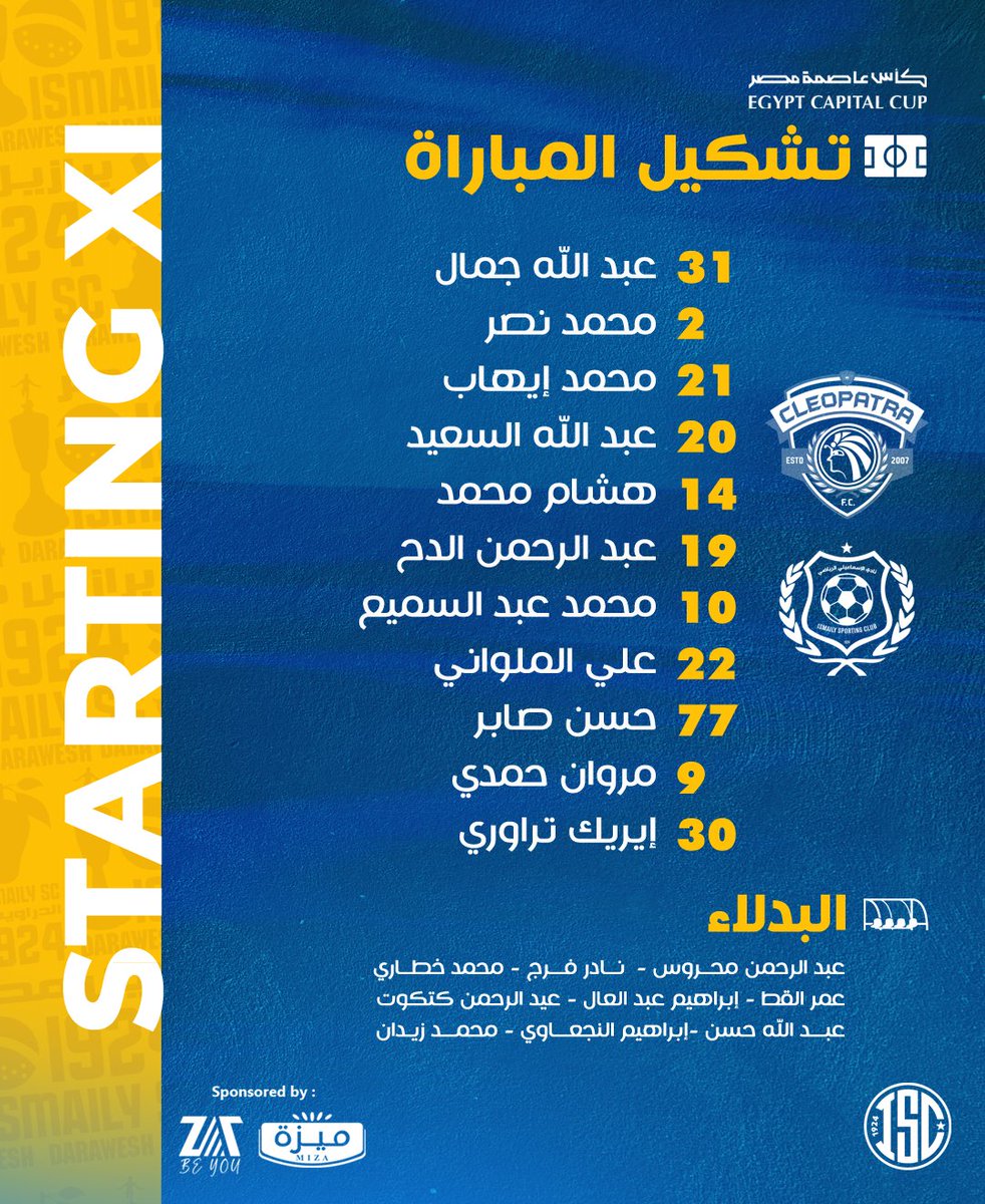 التشكيل ✔️

#شجع_الدراويش | #الإسماعيلي_سيراميكا