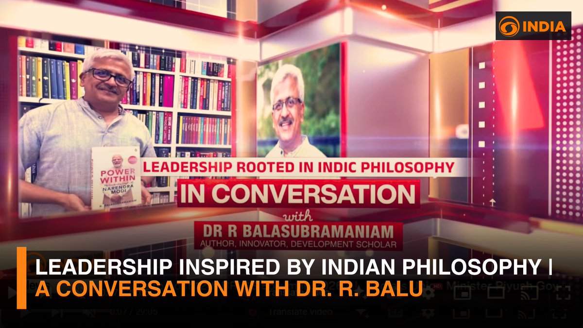 #WATCH | What makes PM <a href="/narendramodi/">Narendra Modi</a>'s leadership unique?

It’s not just about authority—but about inner purpose.

In conversation with <a href="/DDIndialive/">DD India</a>, Dr. R. Bala Subramaniam explains how Indic philosophy, deep sādhanā &amp; transformative intent shape #LeadershipFromWithin.