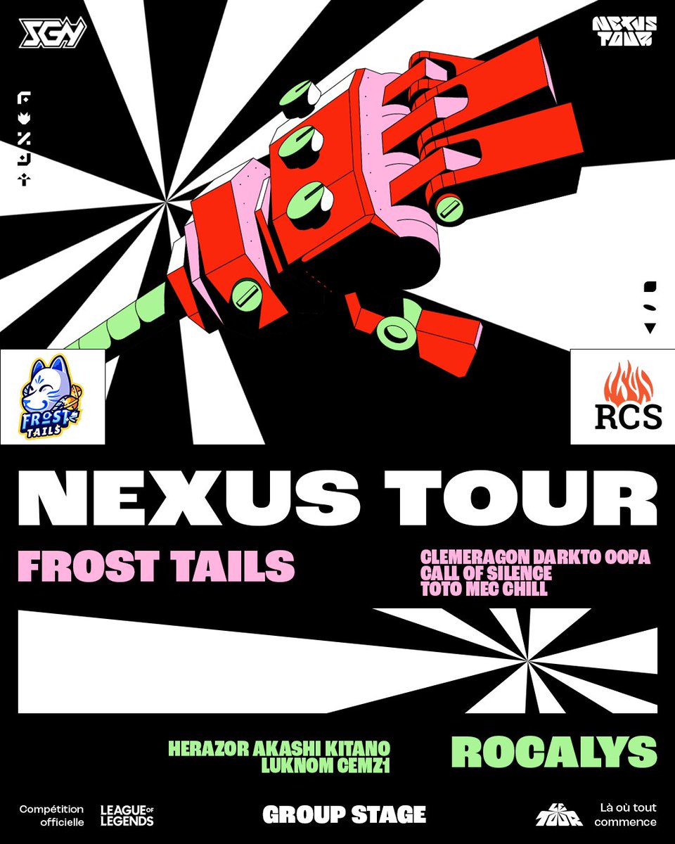 Dernier match de la journée du #NexusTour ! 

Qui de <a href="/FrostTails/">Frost Tails 🕺</a> ou de <a href="/Rocalys_esport/">ROCALYS 🔥</a> réussiront a décrocher leur place en Main Event ?

La réponse, tout de suite sur twitch.tv/studentgn