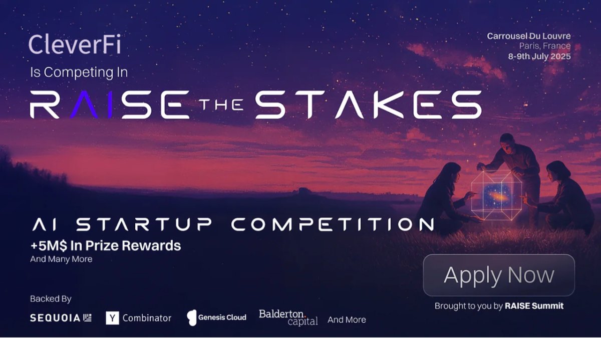 🚀 Happy to announce that we are competing in RAISE AI Startup Competition, the largest of its kind.

Join us at <a href="/RaiseSummit/">RAISE Summit</a>, Europe Premier AI event, the 8 &amp; 9 July at the Louvre! 🌟

To all our fellow startup colleagues, you can still apply :)

#RAISESummit #CleverFi