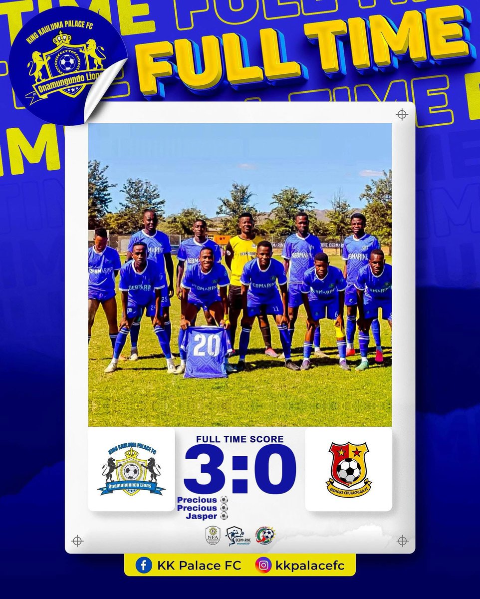 🚨FULL TIME 

KK Palace FC needed to win by more than 2 goals today to overtake Blue Waters FC at position 8 and qualify for Top 8 Cup and they did exactly that. 

FT: Chula Chula 0-3 KK Palace FC 

8. KK Palace FC: 48 pts (+8)
9. ⁠Blue Waters FC: 48 pts (+6 GD)

#Top8CupSecured