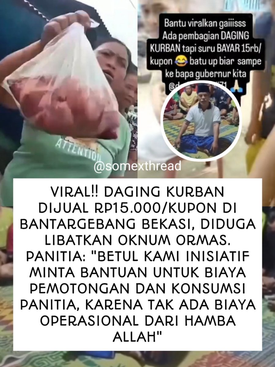 Bisa-bisanya biaya operasional dibebankan ke penerima daging kurban😭🤏

apa aja dijadiin duit sama mereka😭
