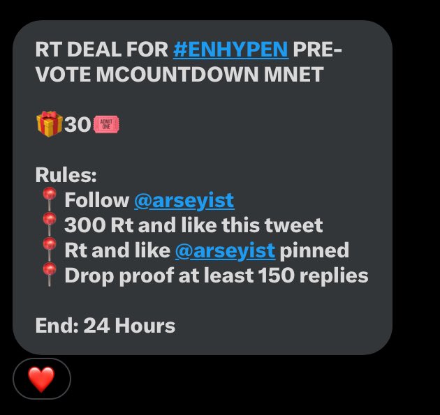 goodJayeveryWon's tweet photo. RT DEAL FOR #ENHYPEN PRE-VOTE MCOUNTDOWN MNET  

🎁30🎟️

Rules: 
📍Follow @arseyist 
📍300 Rt and like this tweet 
📍Rt and like @arseyist pinned
📍Drop proof at least 150 replies

End: 24 Hours

#ENFuelUp #ENVOOSTERS https://t.co/Im6W35Dw1R