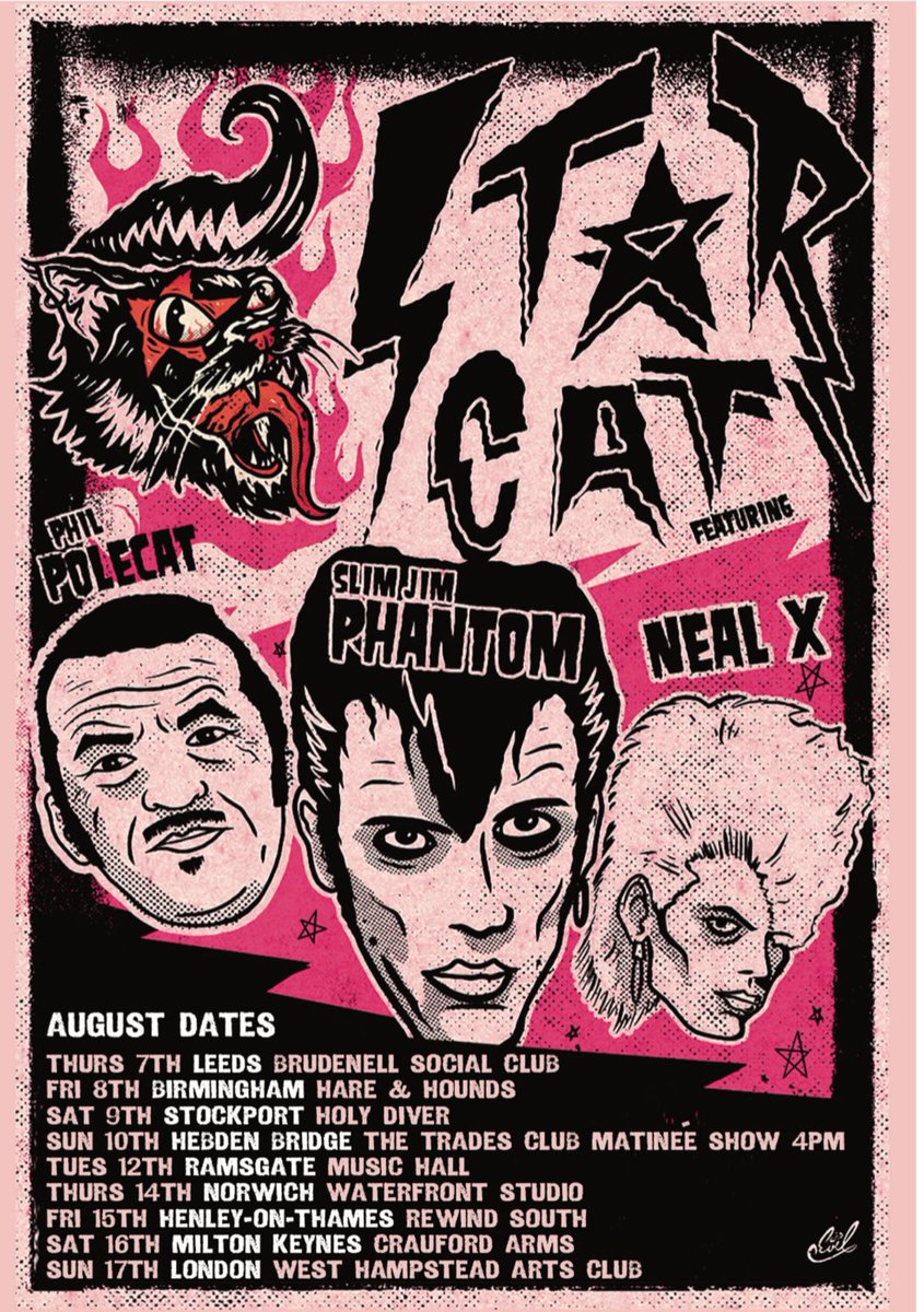 Tickets for ⭐️STARCAT⭐️ Summer UK shows now on sale! Check venues for details 🎸❤️🎸 #slimjimphantom #philpolecat #nealx