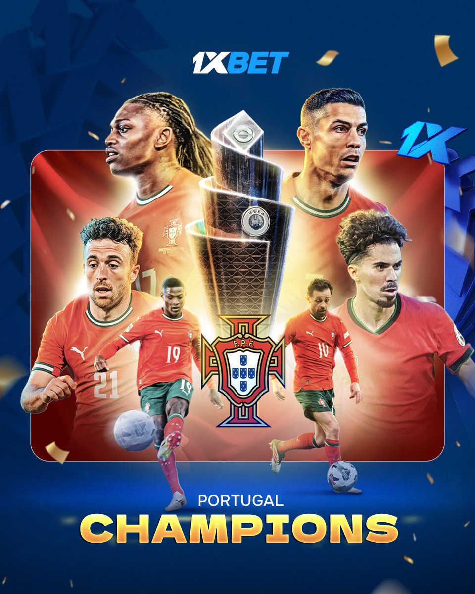 1xBet_Eng's tweet image. Portugal did it AGAIN 🏆🏆🇵🇹 

Congrats to the whole team &amp;amp; the GOAT 

7 promo for random followers, just say SIIIIUU 🤩