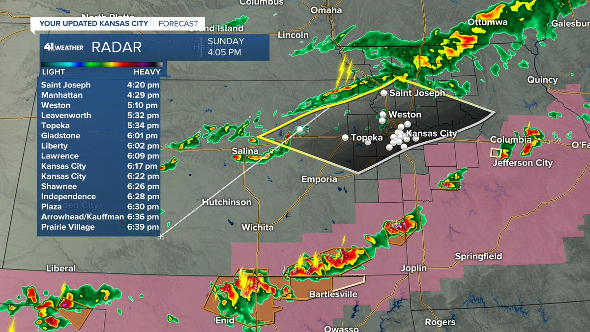 Jeff Penner (@jeffpennerkshb) on Twitter photo A band of scattered showers and a few non-severe thunderstorms will cross KC between 6 and 9 PM. Very small hail could come from one of the thunderstorms. Temperatures will drop to the 60s. <a href="/KSHB41/">KSHB 41 News</a> A band of scattered showers and a few non-severe thunderstorms will cross KC between 6 and 9 PM. Very small hail could come from one of the thunderstorms. Temperatures will drop to the 60s. <a href="/KSHB41/">KSHB 41 News</a>