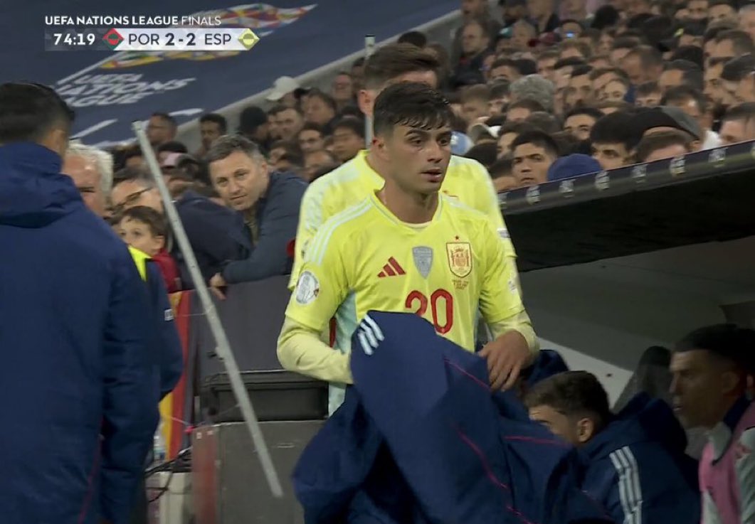 Aquí se terminó la idea de juego de España.

Tremenda cagada de Luis De la Fuente al sacar a Pedri.