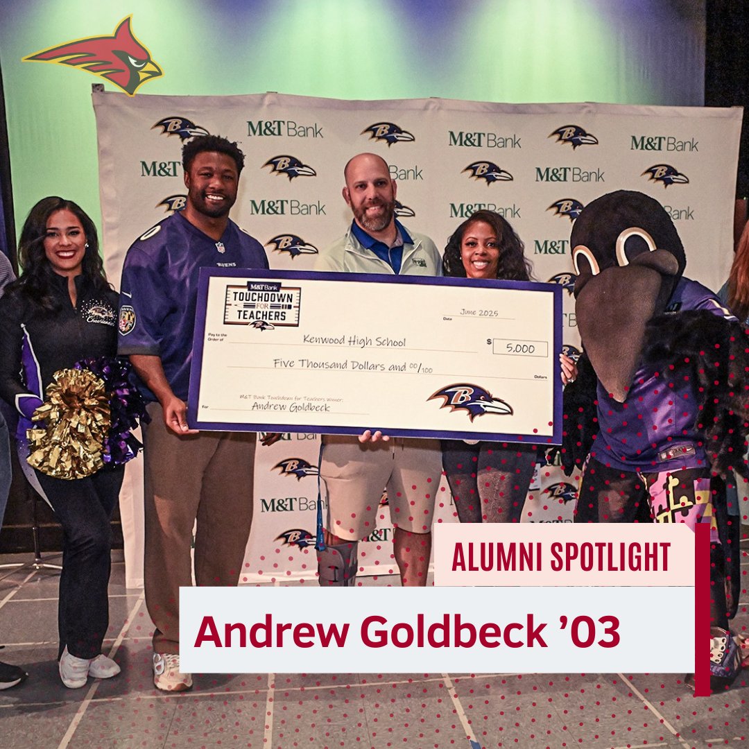 We are shining the spotlight on Andrew Goldbeck '03 who was awarded the Baltimore Ravens' Touchdown for Teachers award presented by the Baltimore Ravens in partnership with M&amp;T Bank. It honors local educators who show an exceptional dedication to their students and communities.