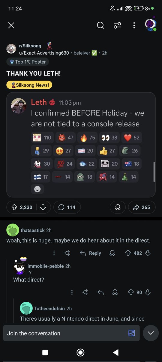 JackalWriter's tweet photo. People saying silksong will be a rog exclusive:

Please STFU https://t.co/q7uaOTpJQk