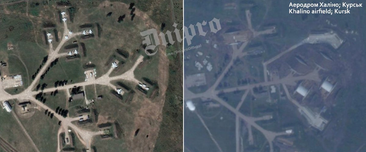 Immagini satellitari di buona qualità mostrano i nuovi aircraft shelters costruiti nella base area russa di #Kursk.
