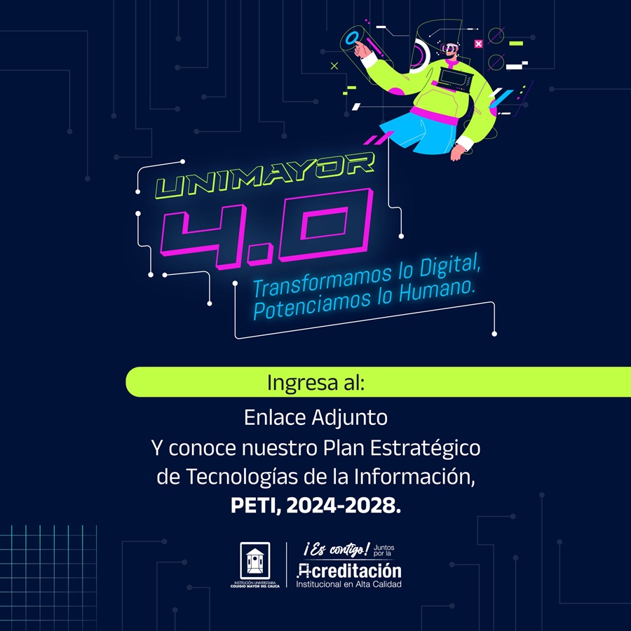 📲 El Plan Estratégico de Tecnologías de la Información (PETI 2024-2028) es la clave para optimizar nuestros procesos, mejorar la toma de decisiones y ofrecer servicios más ágiles y efectivos.
🔗 Más información: acortar.link/jqzN4N  #TransformaciónDigital #InnovaciónUNIMAYOR