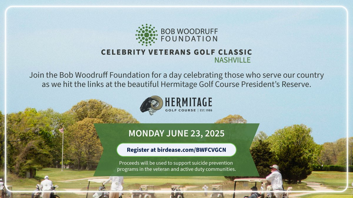 Bob Woodruff Foundation (@bwforg) on Twitter photo Mark your calendar for June 22 and 23
We’re teaming up with WKRN’s WKRN <a href="/bobmuellerwkrn/">Bob Mueller</a> for an exciting weekend in Nashville at the Veterans Golf Classic, hosted at President’s Reserve at the Hermitage Golf Course.
This event isn’t just about golf—it’s about coming together to Mark your calendar for June 22 and 23
We’re teaming up with WKRN’s WKRN <a href="/bobmuellerwkrn/">Bob Mueller</a> for an exciting weekend in Nashville at the Veterans Golf Classic, hosted at President’s Reserve at the Hermitage Golf Course.
This event isn’t just about golf—it’s about coming together to