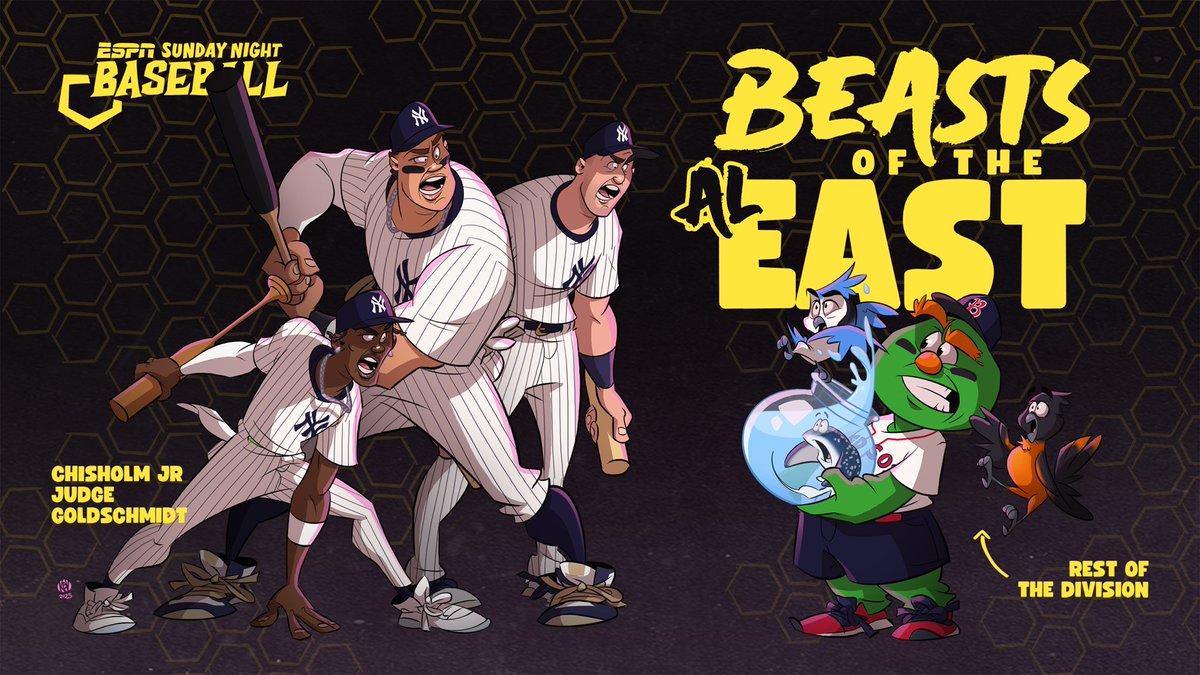 ⚾️Tonight’s custom cartoon for ESPN Sunday Night Baseball via ⁦<a href="/kevROSHAY/">Kev Roché</a>⁩