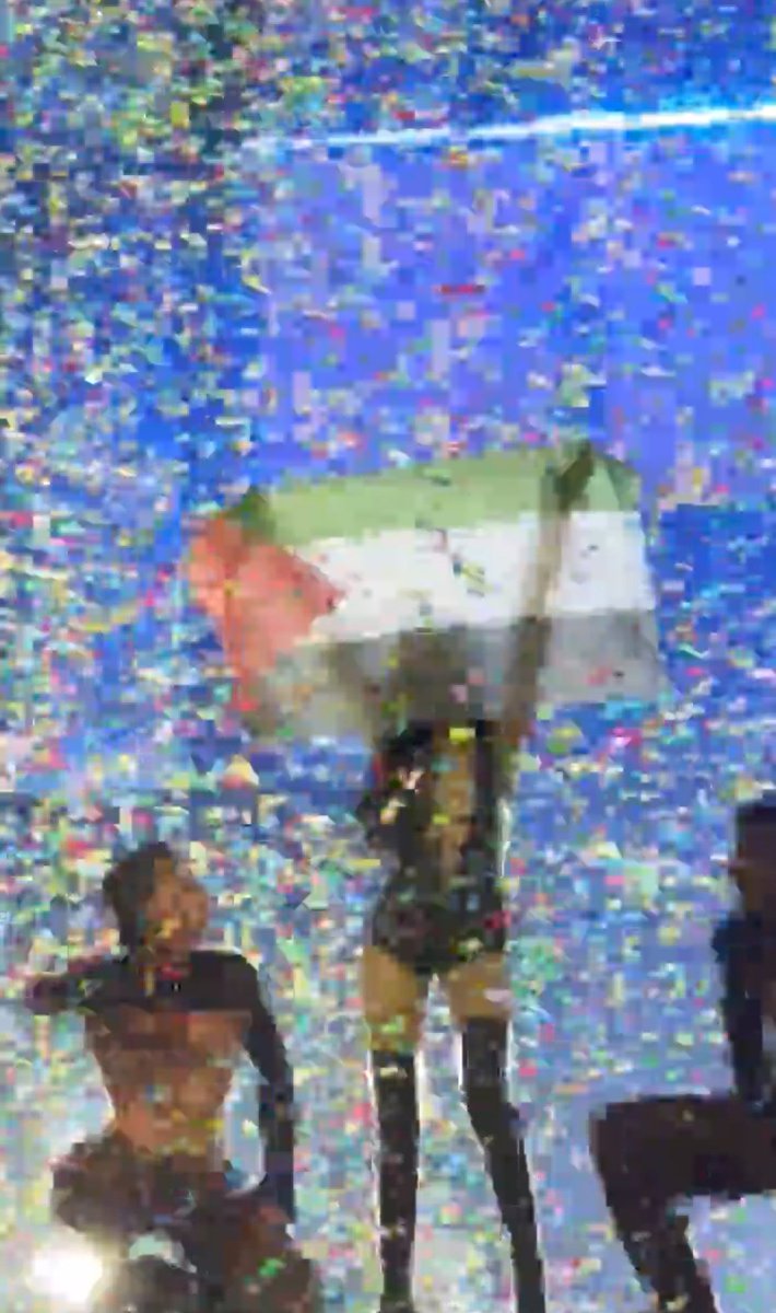 maniconio's tweet photo. ELODIE CHE SVENTOLA LA BANDIERA DELLA PALESTINA A SAN SIRO 🇵🇸 https://t.co/OsQAyldn54
