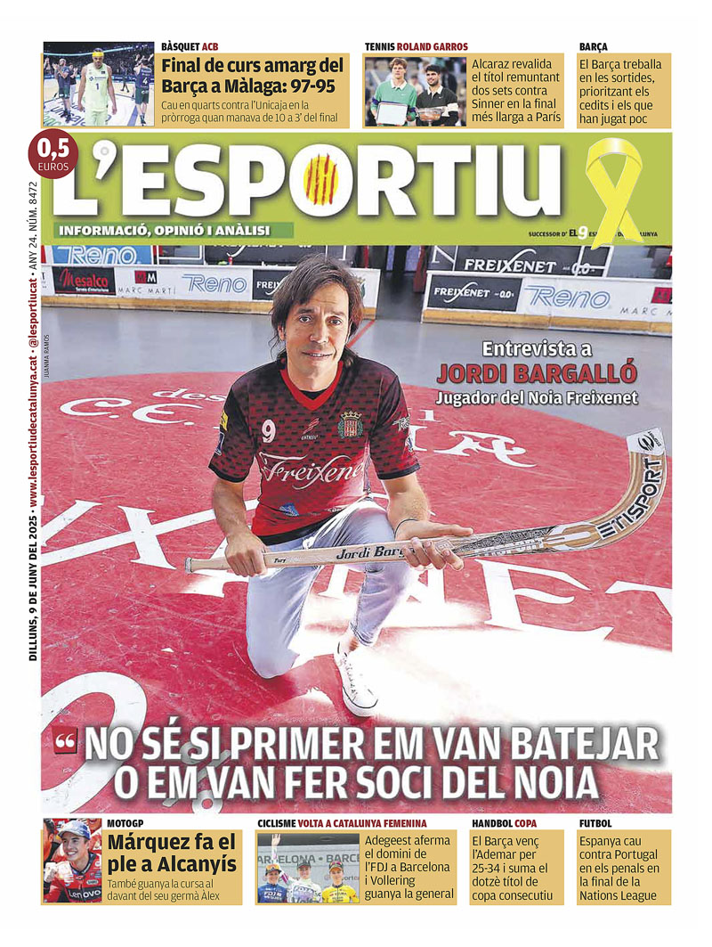 ENTREVISTA a  <a href="/jordibargallo9/">Jordi Bargalló</a>
<a href="/cenoia/">CE Noia Freixenet</a> a la portada de <a href="/lesportiuCAT/">L'Esportiu de Catalunya</a>
<a href="/FCBbasket/">Barça Basket</a> <a href="/FCBarcelona_cat/">FC Barcelona</a> <a href="/VoltaCatalunya/">Volta a Catalunya</a>
<a href="/rolandgarros/">Roland-Garros</a> <a href="/carlosalcaraz/">Carlos Alcaraz</a> <a href="/MotoGP/">MotoGP™🏁</a> <a href="/marcmarquez93/">Marc Márquez</a> <a href="/FCBhandbol/">Barça Handbol</a>