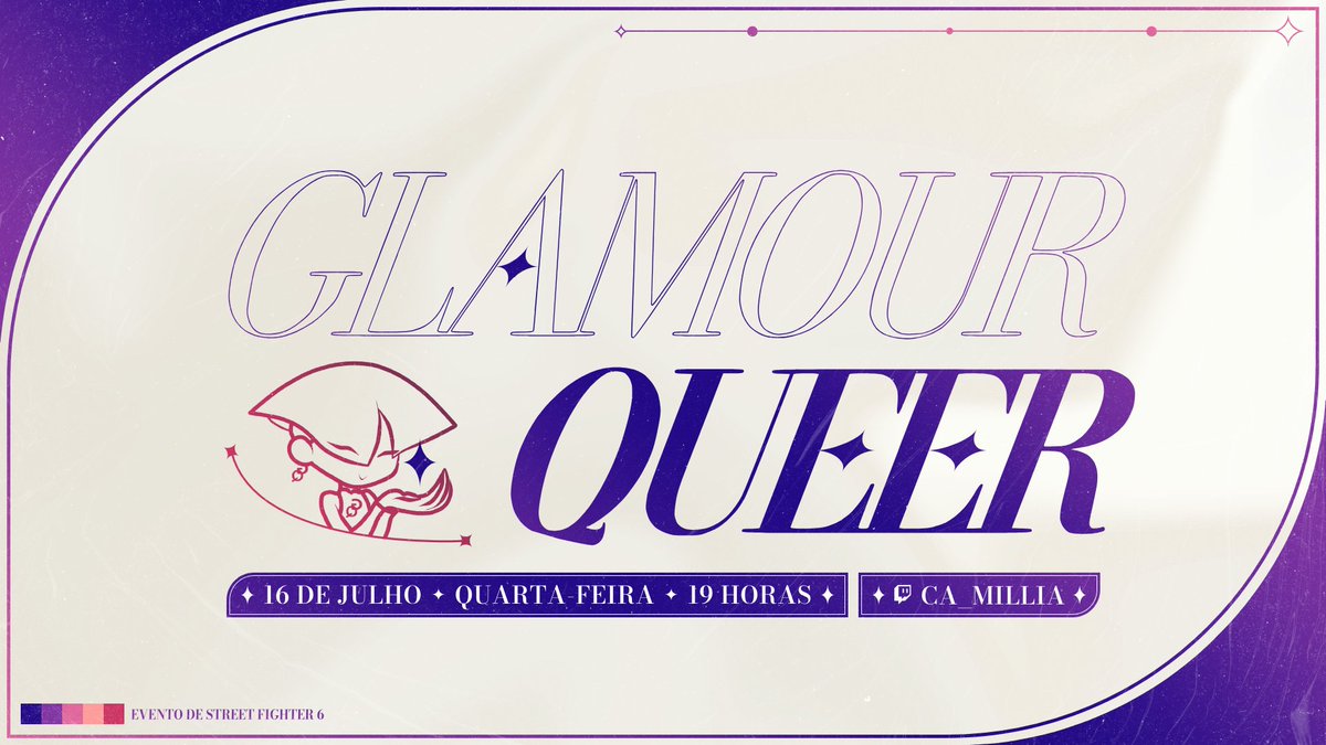 Lanasooyahh's tweet image. Torneio inclusivo de STREET FIGHTER 6!!

Bem vindes ao Glamour Queer!

Inscrição e info: start.gg/tournament/gla…

Horario e dia: 16 de julho às 19

Realização: @flavoroflife @MazeFGC @_Kinomot0 @Calexeee @solbadguycore 

Gostaria de apoiar/patrocinar? 
forms.gle/CR2uKPV7QgJwvE…