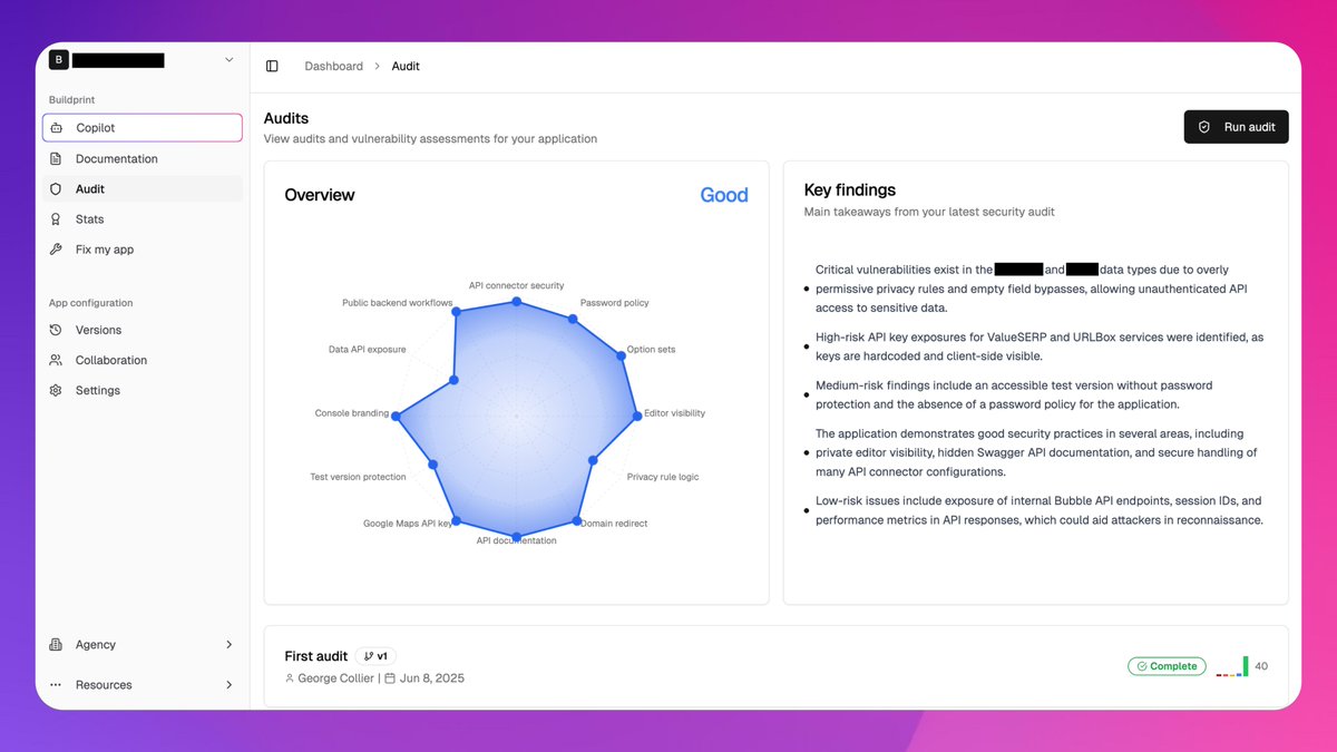 george_nqu's tweet image. free audits and pentesting coming soon to every @bubble app