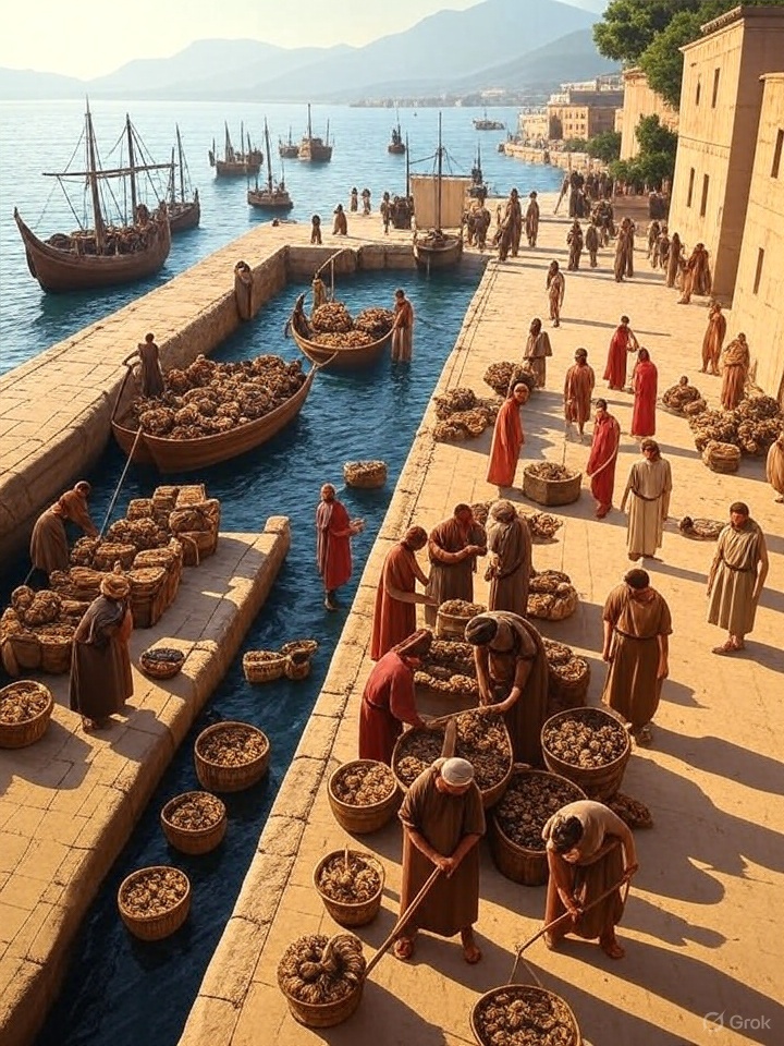 Per la giornata degli #oceaniMW e per chiudere il cerchio con #IAMuseiMW, vi lasciamo con un antico porto romano d'Oriente disegnato dall'IA. La via della #seta aveva varianti marittime dai porti sull'oceano Indiano🌊
#Museumweek