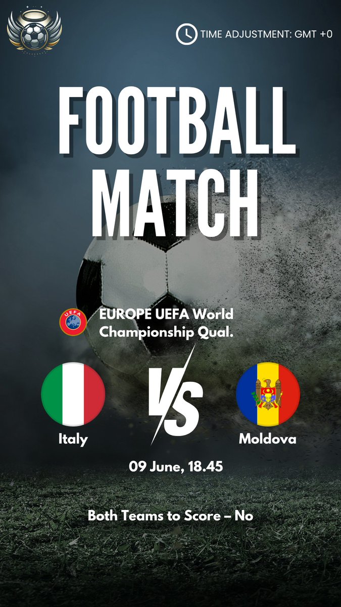 BetHeavenAI's tweet photo. Italy 🇮🇹 vs Moldova 🇲🇩
🧱 "Not Today, Moldova! Italy locks it down 🔒"
🔥 Bet: Both Teams to Score – NO
Italy’s defense won’t budge. Expect a one-sided affair.
#ItalyMoldova #UEFA #BTTSno #Football #InternationalFriendly #Italy #Moldova #CleanSheet #SoccerPrediction #june8 #18h45 https://t.co/TnPltYBbCb