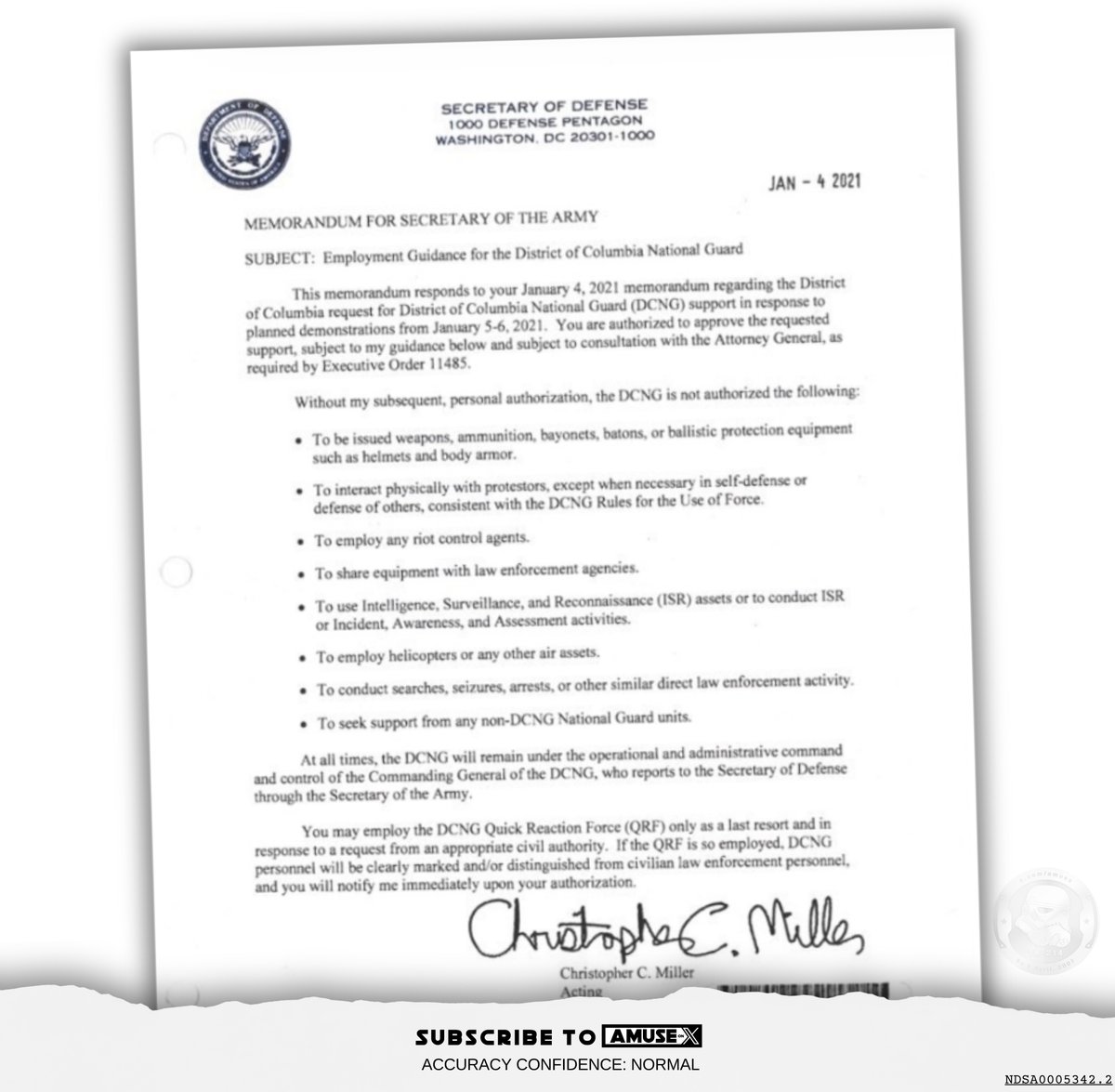 INSURRECTION: The universal talking point repeated by every Democrat on today's political shows seemed to be that Trump refused to send the National Guard to the Capitol on January 6th in response to sending them to LA. Fact is he authorized and recommended their use at the